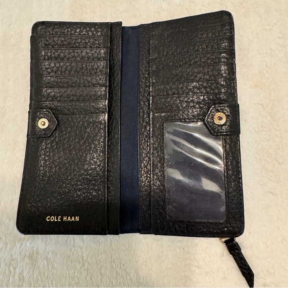 Cole Haan Black Textured Wallet with Gold Accents - Picture 3 of 3